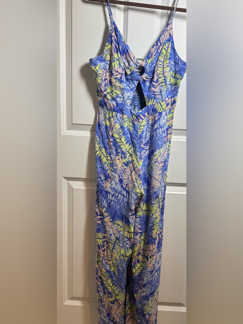Blue Tropical-Print Women’s Swim Sarong Cover-Up